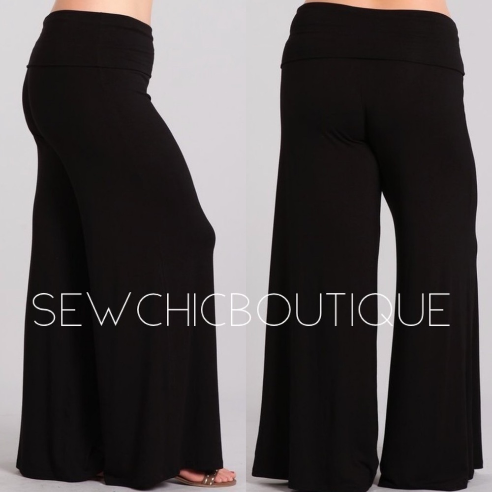 RESTOCKED 7/28! Plus Size Black Wide Leg Casual Palazzo Pants